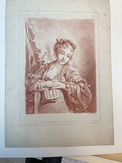 Ensemble de 11 gravures à la manière de la...