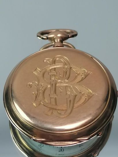 Montre de gousset en or jaune, monogrammée...
