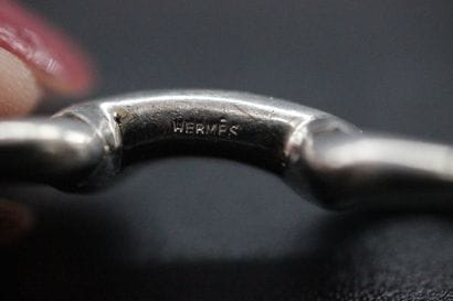 HERMES- Pair of silver cufflinks, stirrup...