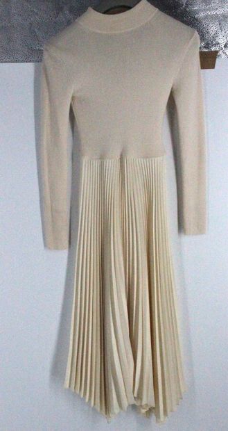 RALPH LAUREN- Robe bi-matière blanche et...