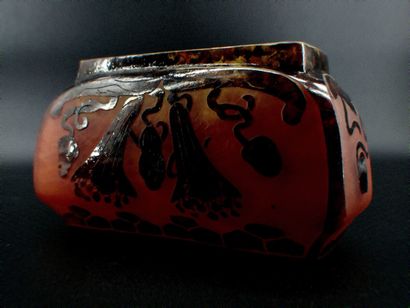LE VERRE FRANCAIS- Vase quadrangulaire en...