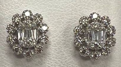 Pair of earrings in white gold 750°/.(18K)...