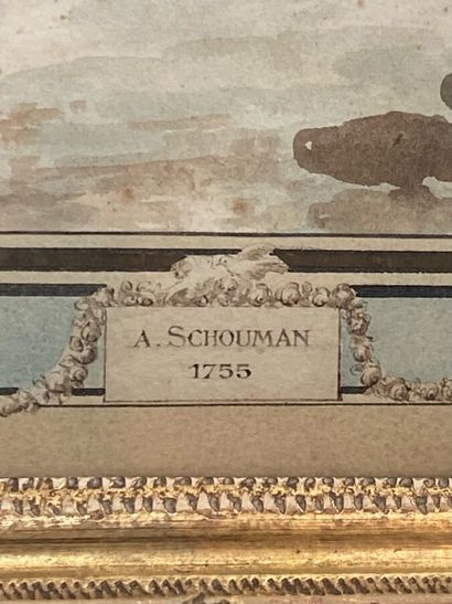 SCHOUMAN Eart ( 1710 / 1792 )
Deux oiseaux.
Aquarelle...