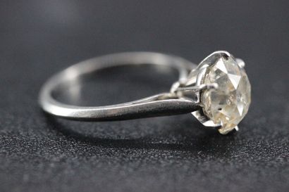 Solitaire cushion cut diamond, platinum setting....