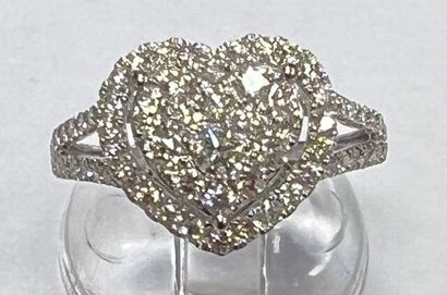Ring in white gold 750°/.(18K) 2g20 decorated...