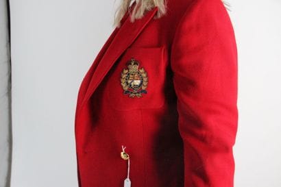 RALPH LAUREN- Veste rouge en laine, boutons...