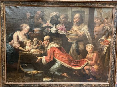 Ecole Française XVIII, adoration des mages,...