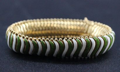Articulated bracelet in yellow gold and green...