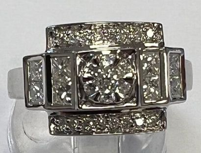 Tank ring in white gold 750°/.(18K) 5g35...