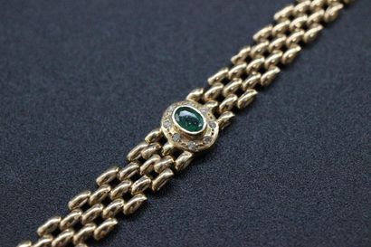 Yellow gold bracelet with 3 emeralds in a...