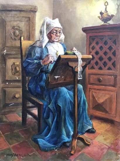 HINSBERGER Alexis ( 1907 / 1996 )
La dentellière.
Huile...