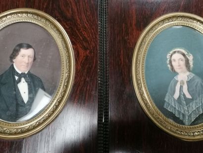2 MINIATURES PORTRAIT DE MONSIEUR ET MADAME...
