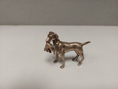 Chien de chasse avec lapin 36g argent massif...