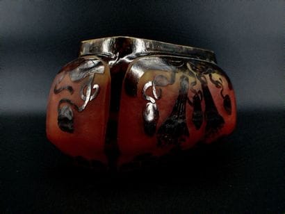 LE VERRE FRANCAIS- Vase quadrangulaire en...