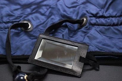 LANVIN- Sac à main en satin bleu nuit, miroir...
