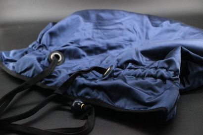 LANVIN- Sac à main en satin bleu nuit, miroir...