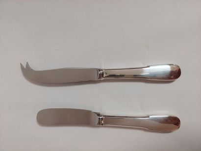 Couteau beurre + couteau fromage manche argent...