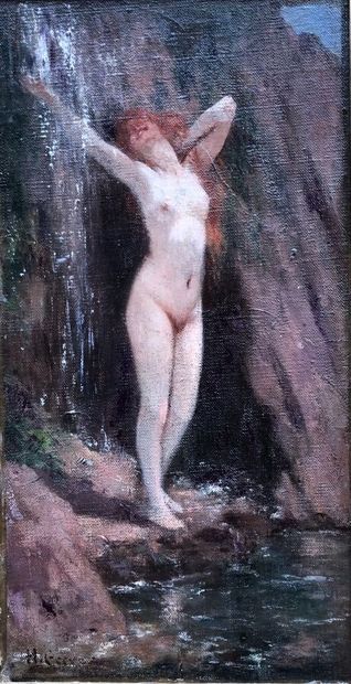 GERVEX Henri ( 1852 / 1929 )
Nu à la cascade.
Huile...