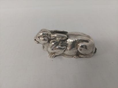 Lapin couché 95g argent massif 1er titre...