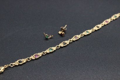 Yellow gold bracelet with oval mesh decorated...
