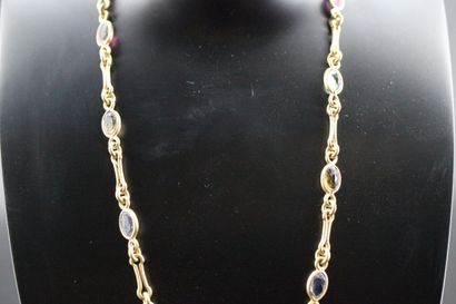 Yellow gold necklace with colored stones....