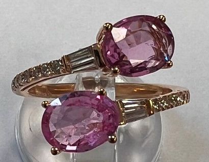 Bague Toi et Moi en or rose 750°/.(18K) 3g15...