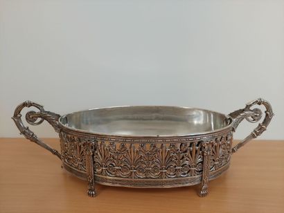 Oval silver-plated bronze jardinière and...