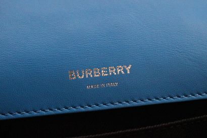 BURBERRY- Sac à main en cuir bleu et orange,...