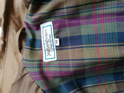 YVES SAINT LAURENT- Khaki green cotton raincoat,...