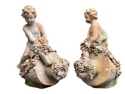 Pair of terra cotta groups representing the...