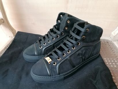 BILLIONNAIRE - Pair of black suede sneakers,...