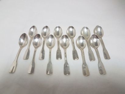 12 solid silver mocha spoons 1°titre Minerve...