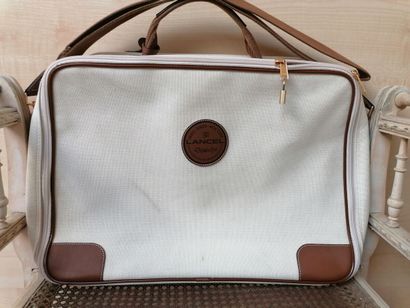 LANCEL- Valise souple de week end en toile...