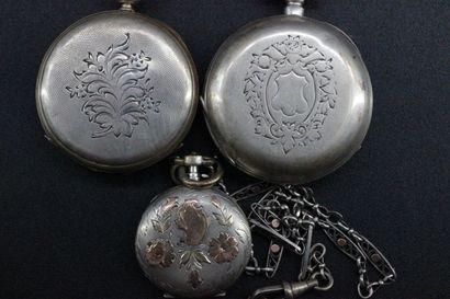 2 montres de Gousset en argent et une montre...