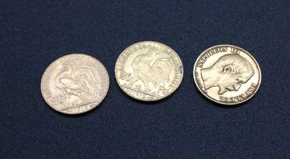 3 pieces of 20 francs gold 