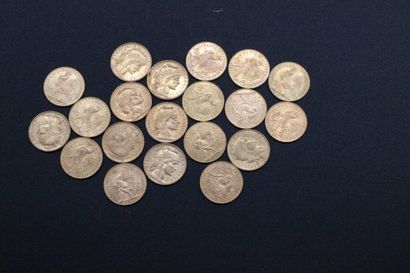 20 gold 20 franc coins with rooster