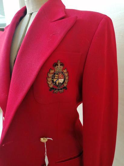 RALPH LAUREN- Veste rouge en laine, boutons...