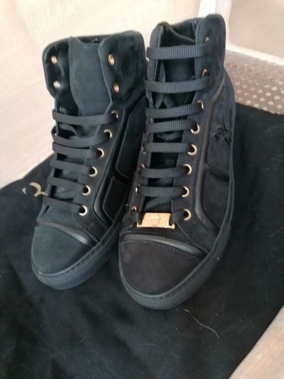 BILLIONNAIRE - Pair of black suede sneakers,...