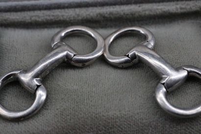 HERMES- Paire de boutons de manchettes en...