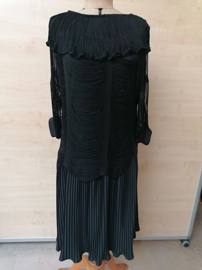 Robe à franges type Charleston, noire, à...