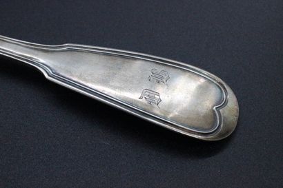 Minerve hallmarked silver ladle, monogrammed...