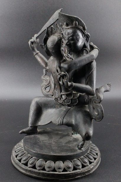 SOUTH ASIA- Bronze group depicting 2 deities...