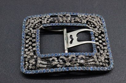 Silver shoe buckle ? adorned with blue and...