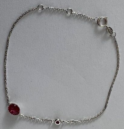 Bracelet en or blanc 750°/.(18K) 1g orné...