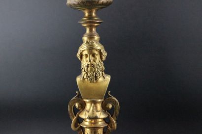 Pair of ormolu candlesticks on tripod bases...