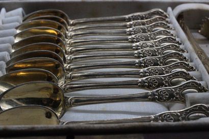 Part of a vermeil tea service cpt cutlery,...