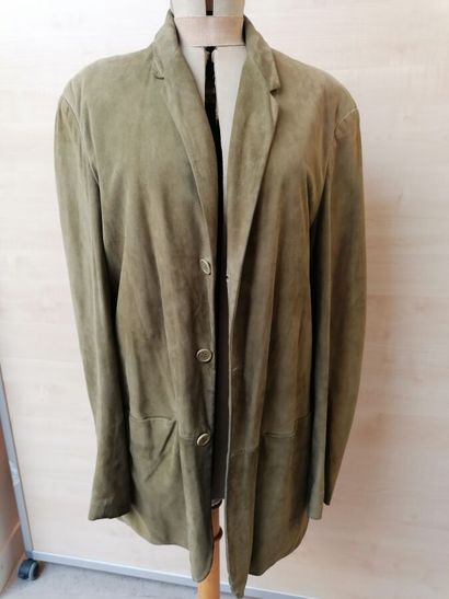 CALVIN KLEIN- Green suede jacket for men,...