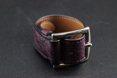 HERMES- Bracelet en cuir d'autruche modèle...