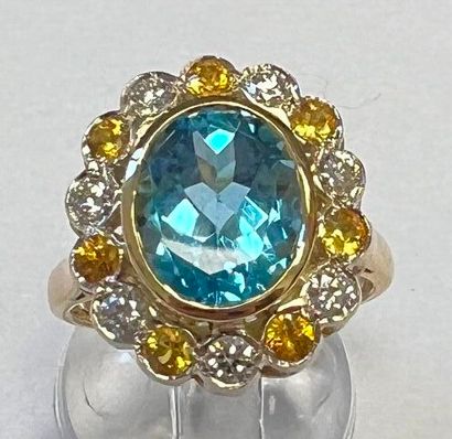 Bague Festonnée en or jaune 750°/.(18K) 7g90...