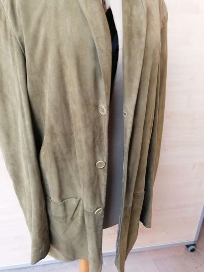 CALVIN KLEIN- Green suede jacket for men,...